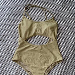 Gymshark khaki green bathing suit